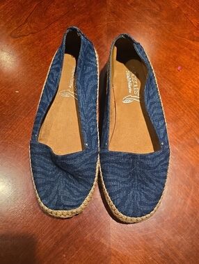 Dark Blue Espadrille Slip-On Flats